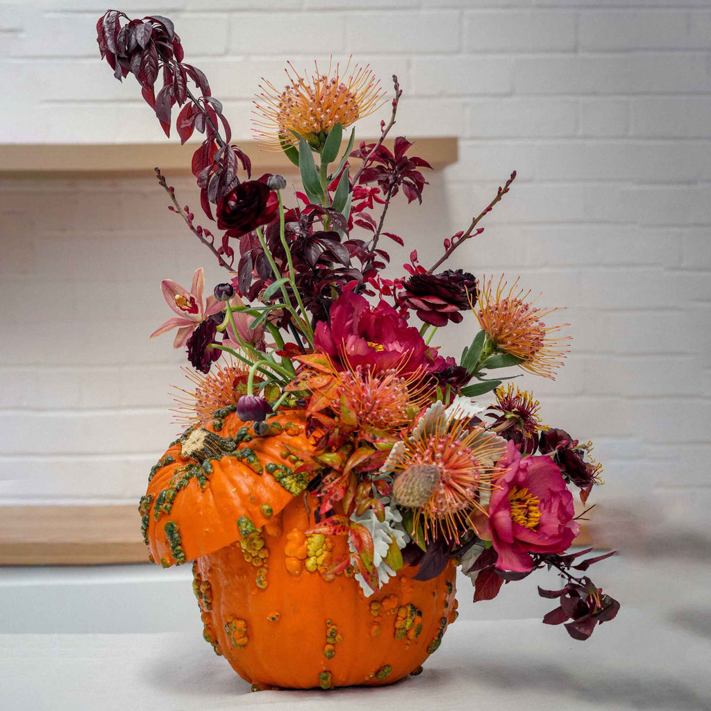 Custom Halloween Pumpkin Floral Table Arrangement 🎃